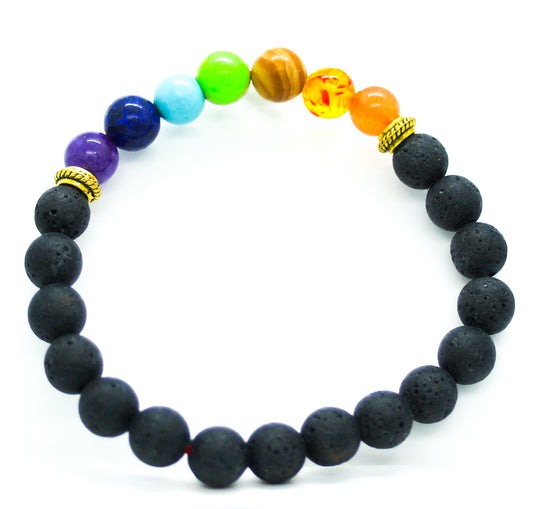 7 Chakra Lava Stone Bracelet